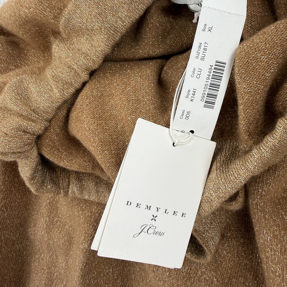 DemyLee X J.Crew Skirt Womens XL Brown Glitter Knit Cashmere Drawstring NWT - Picture 5 of 8